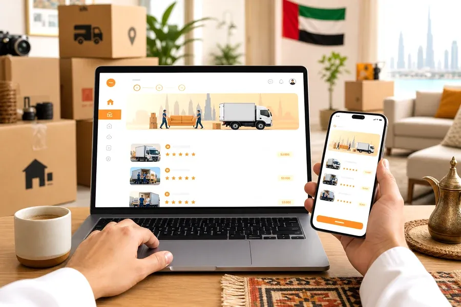 Justlife UAE inspired packers & movers app preview