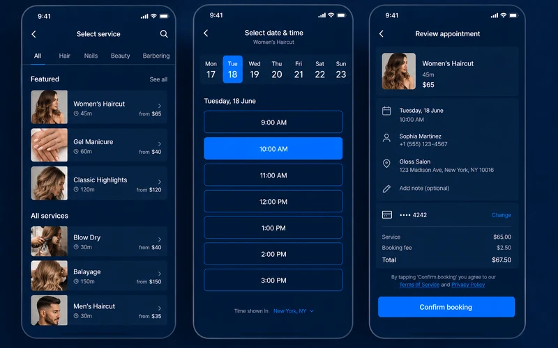 Booksy inspired salon app preview