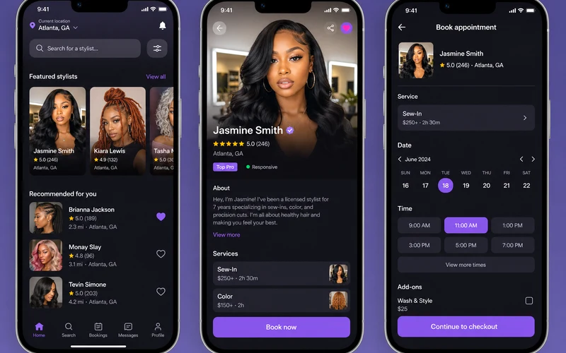 StyleSeat inspired salon app preview