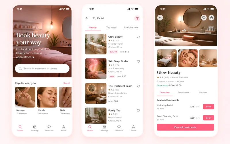Treatwell inspired salon app preview