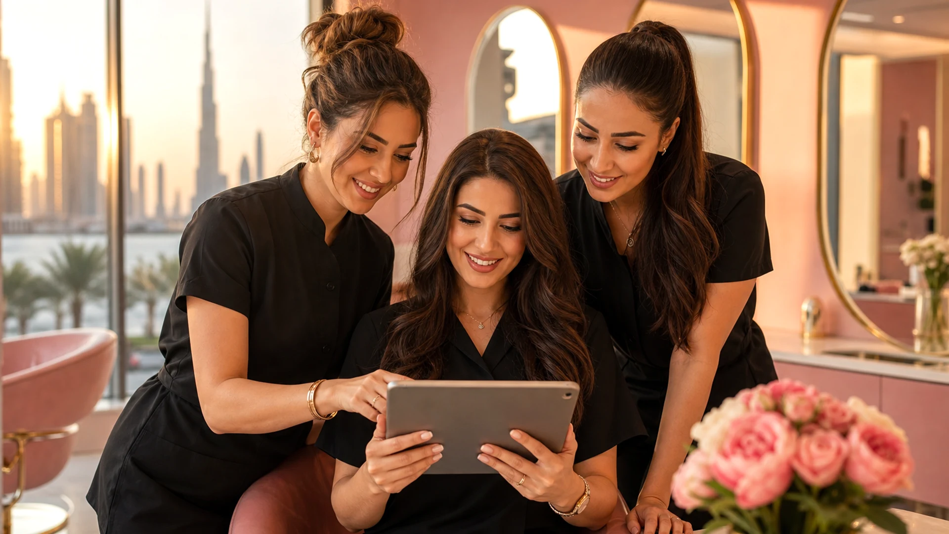 Dubai beauty technology team collaborating on a salon app with booking management and wellness operations