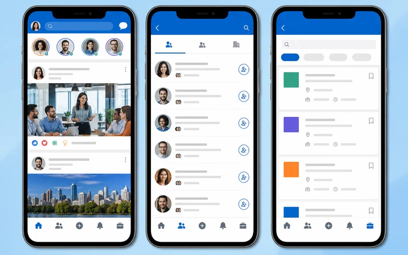 LinkedIn inspired social media app preview