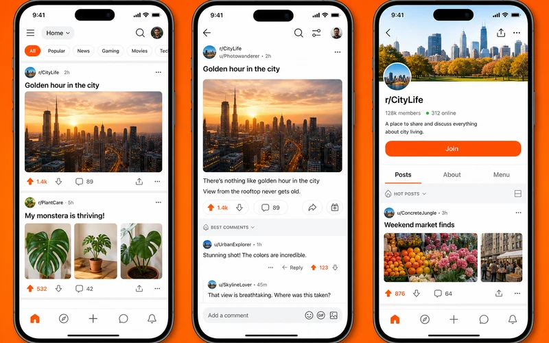 Reddit inspired social media app preview
