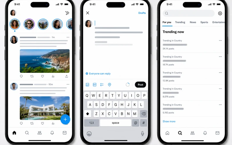 X (Twitter) inspired social media app preview