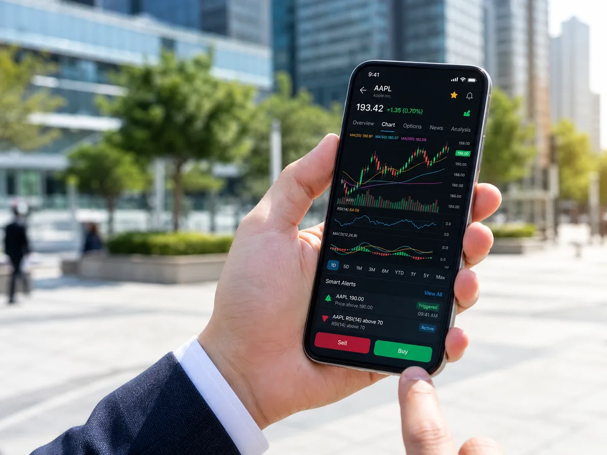 Webull inspired stock trading app preview