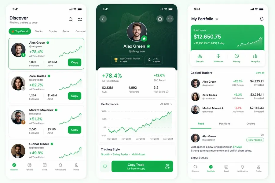 eToro inspired trading software app preview