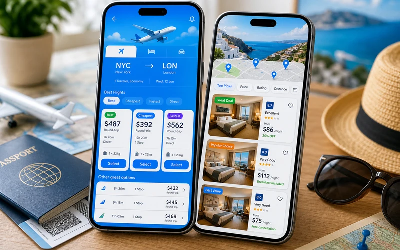 Wego inspired travel app preview