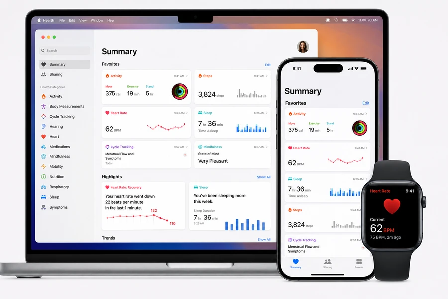Apple Health inspired wearable app preview