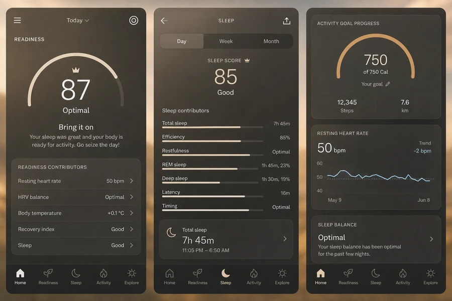 Oura inspired wearable app preview