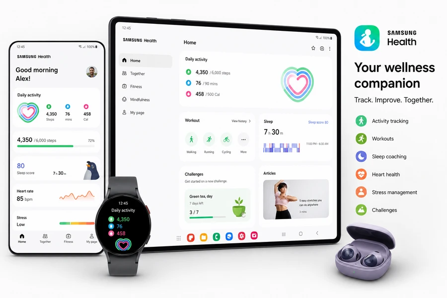 Samsung Health inspired wearable app preview