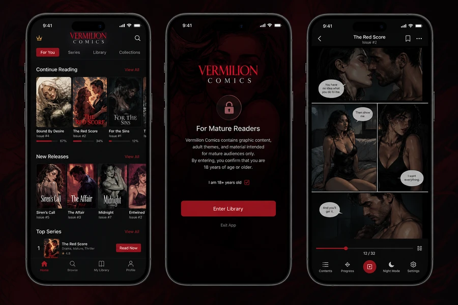 Lezhin Comics inspired web comic app preview