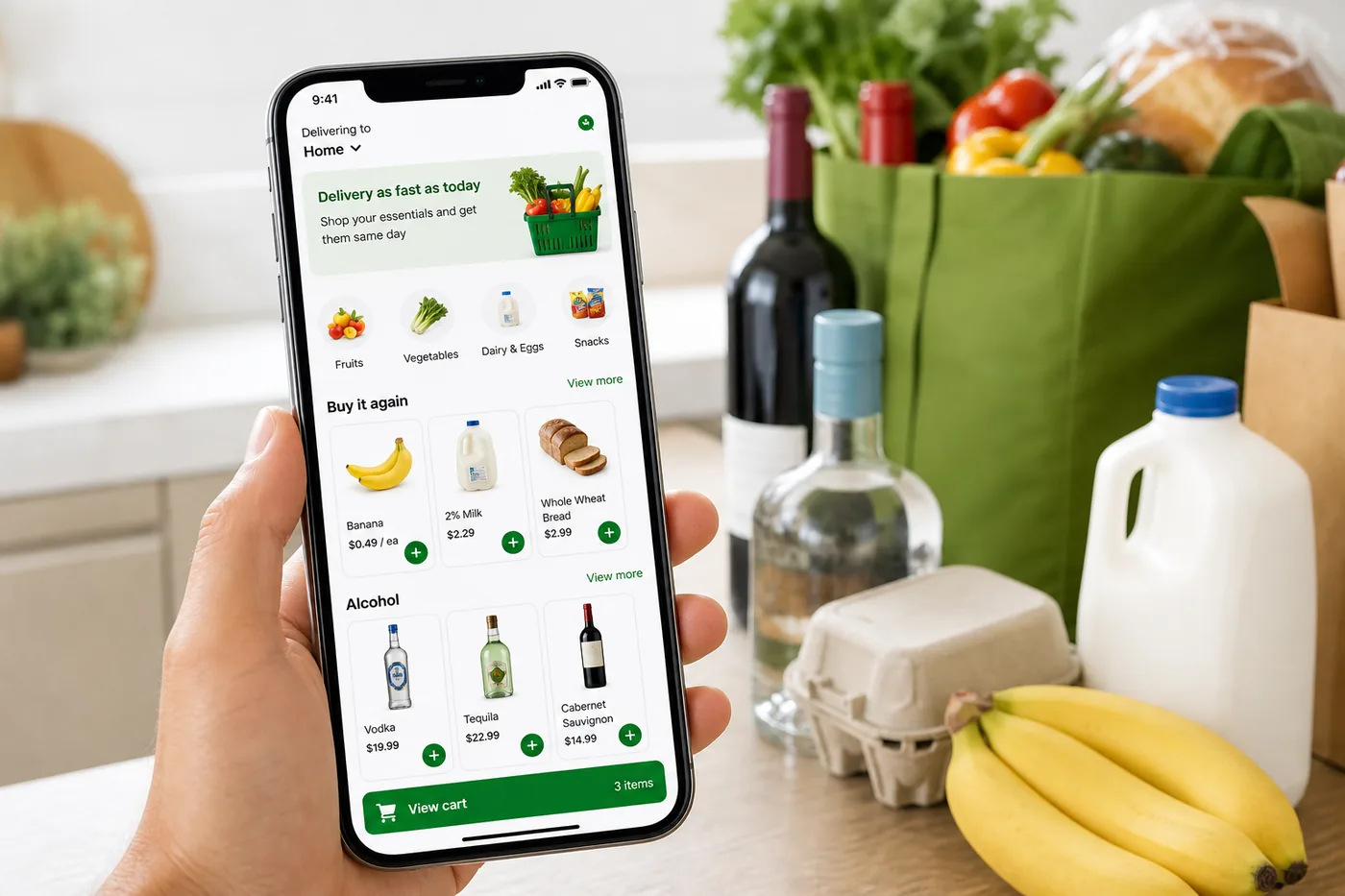 Instacart inspired alcohol-delivery app preview