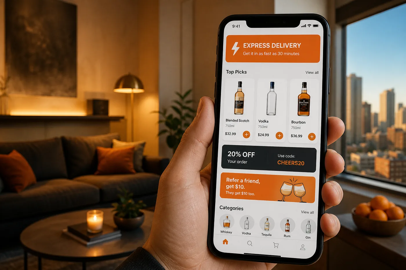Saucey inspired alcohol-delivery app preview