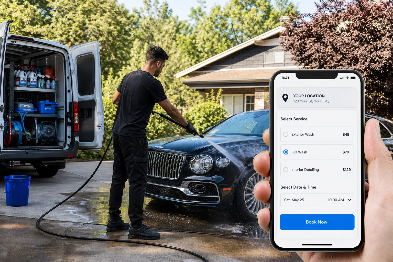 MobileWash inspired car wash app preview