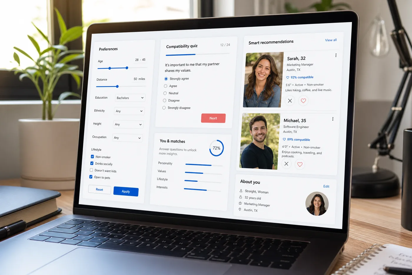 OkCupid inspired dating app preview