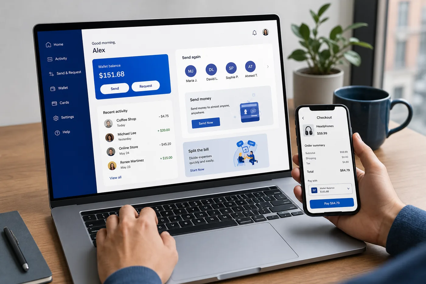 PayPal inspired e-wallet app preview