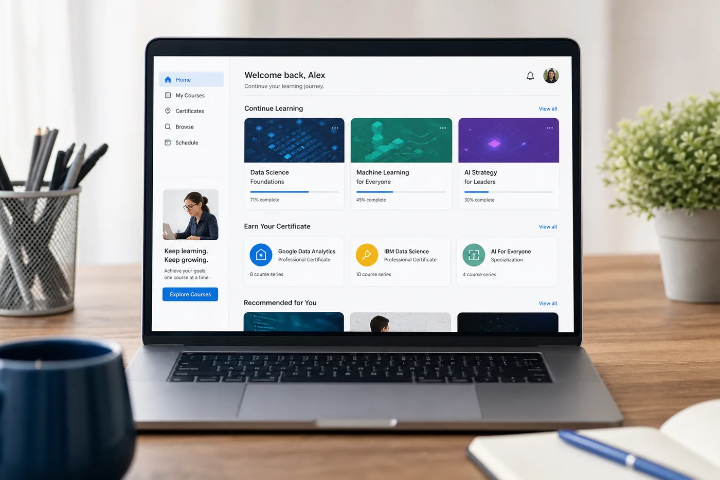 Coursera inspired education app preview