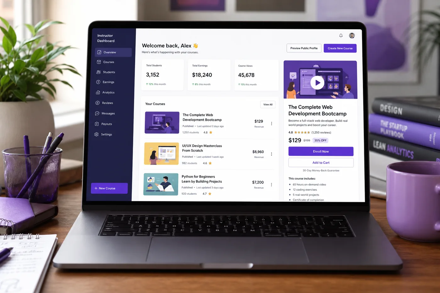 Udemy inspired education app preview