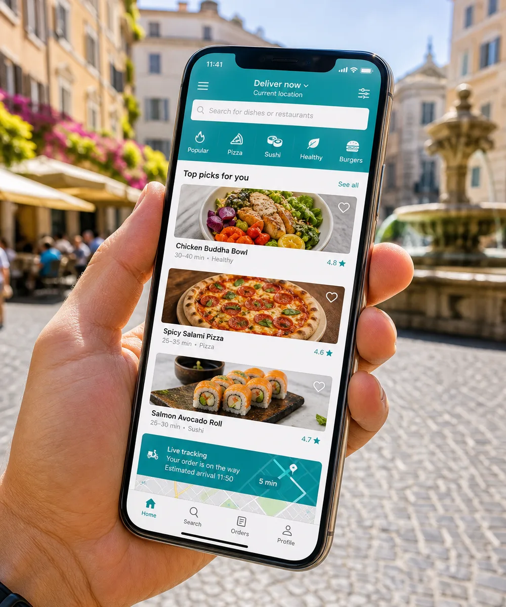 Deliveroo inspired food delivery app preview