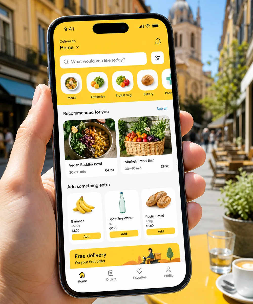 Glovo inspired food delivery app preview