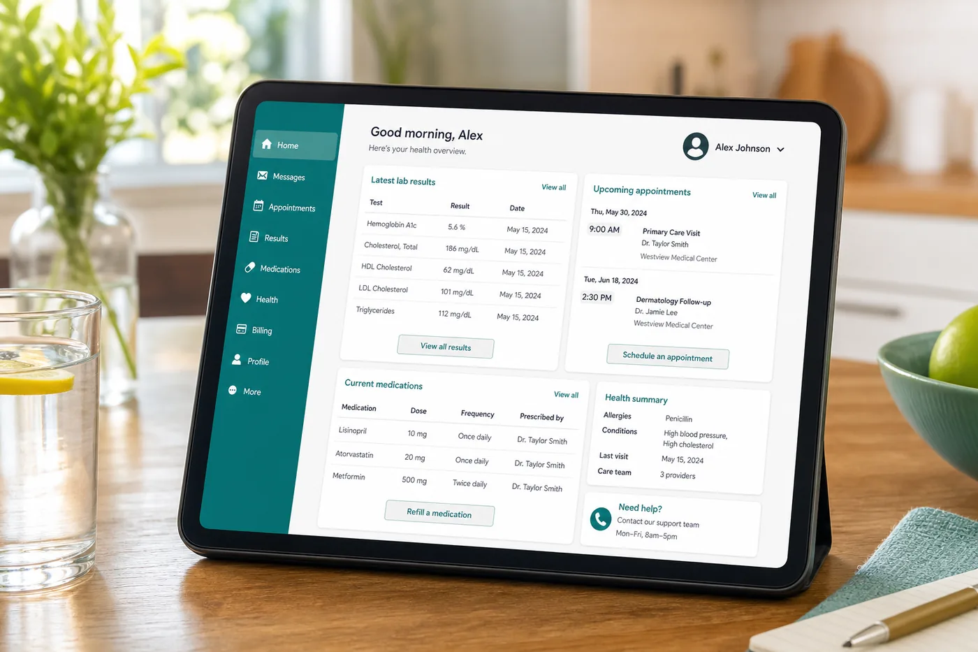 MyChart inspired healthcare app preview