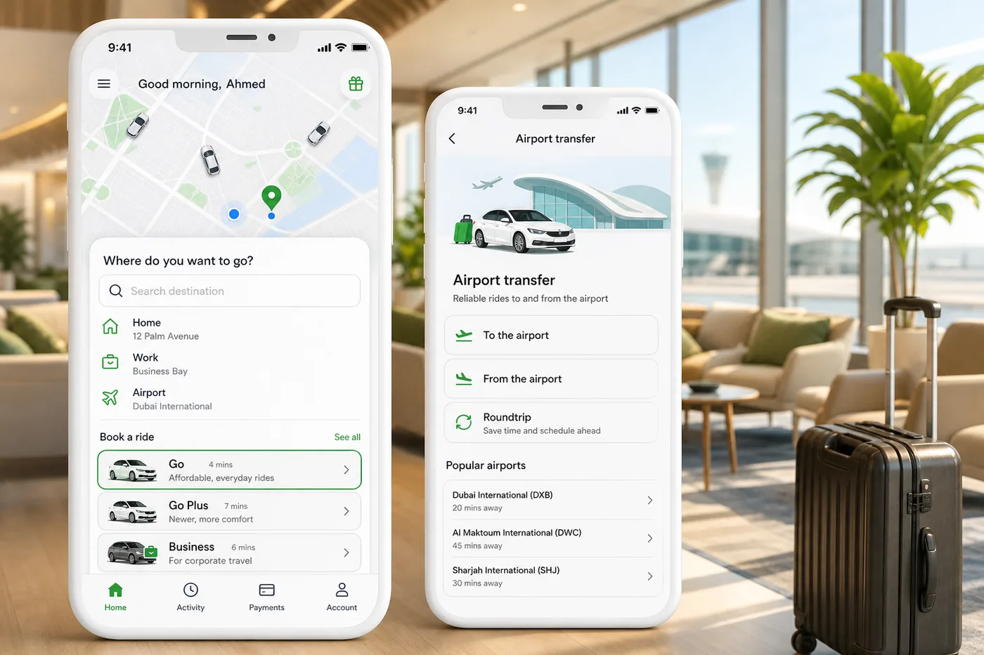 Careem inspired taxi-booking app preview
