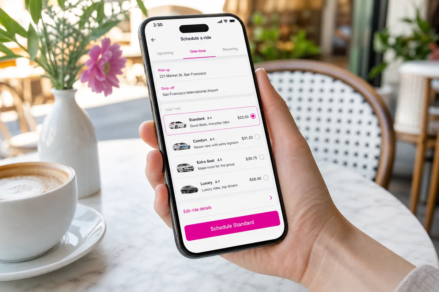 Lyft inspired taxi-booking app preview