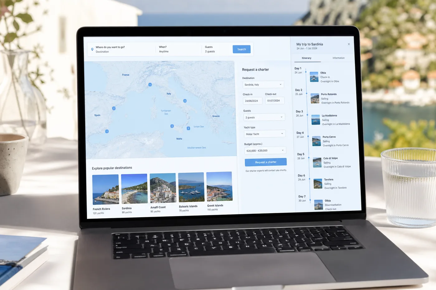 ViraVira inspired yacht rental app preview
