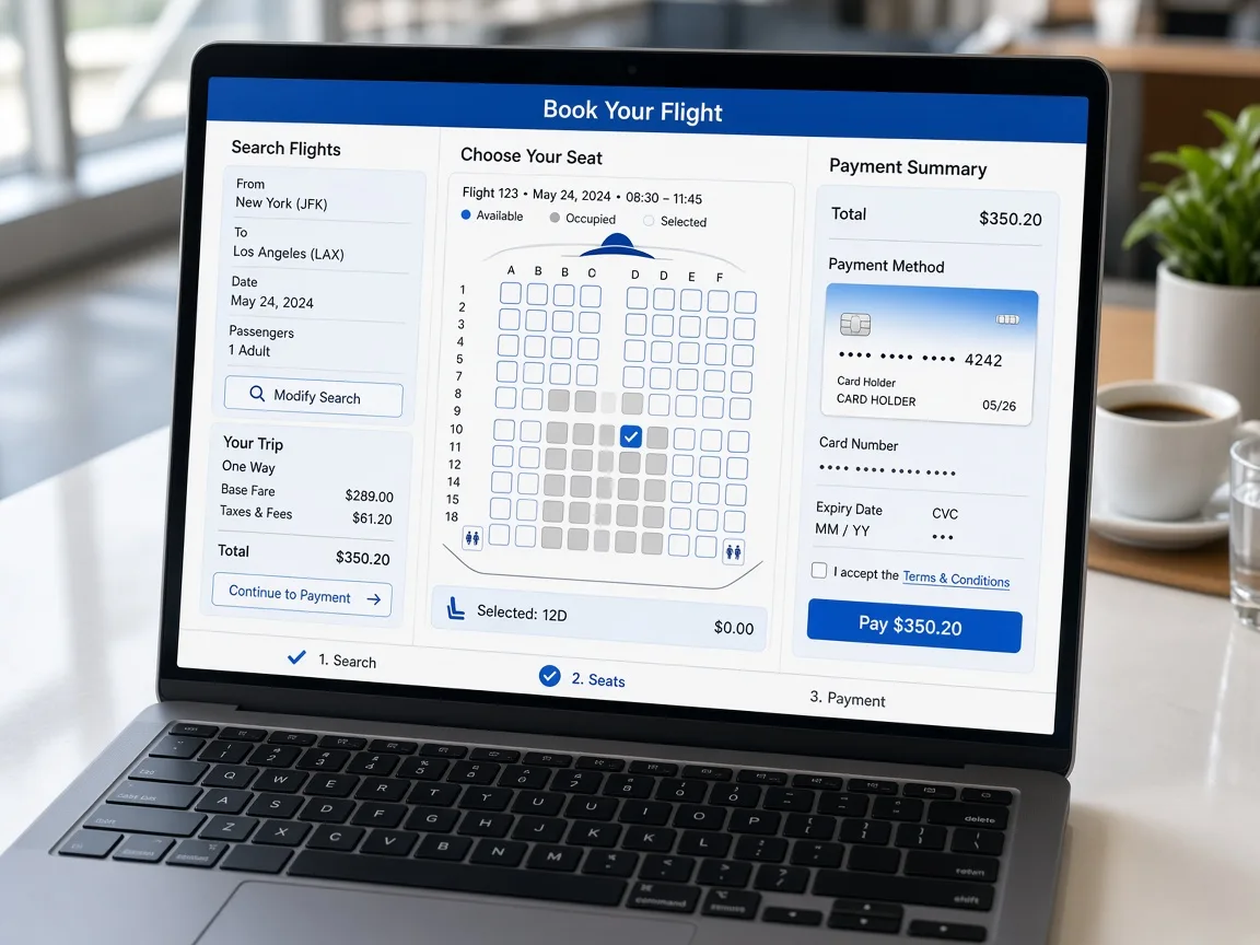 Booking inspired aviation software preview