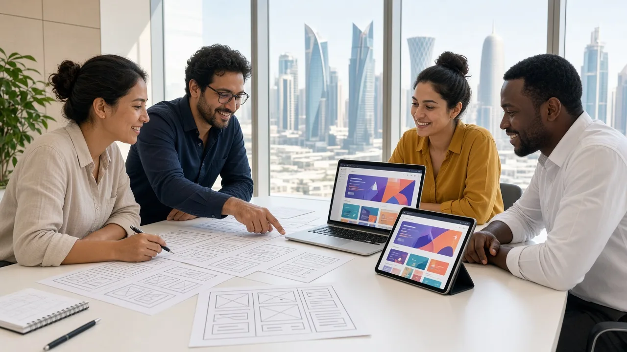 Product team in Doha turning application wireframes into a working web product