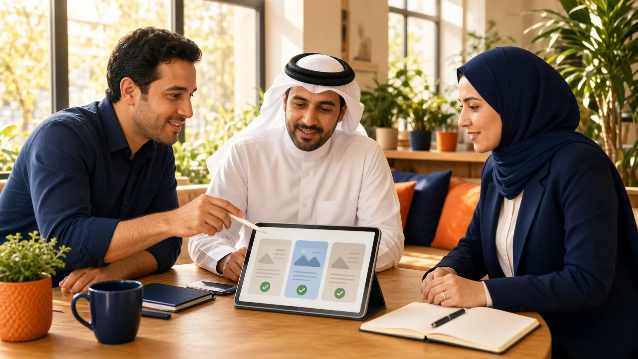IT consultant guiding business owners through a technology decision
