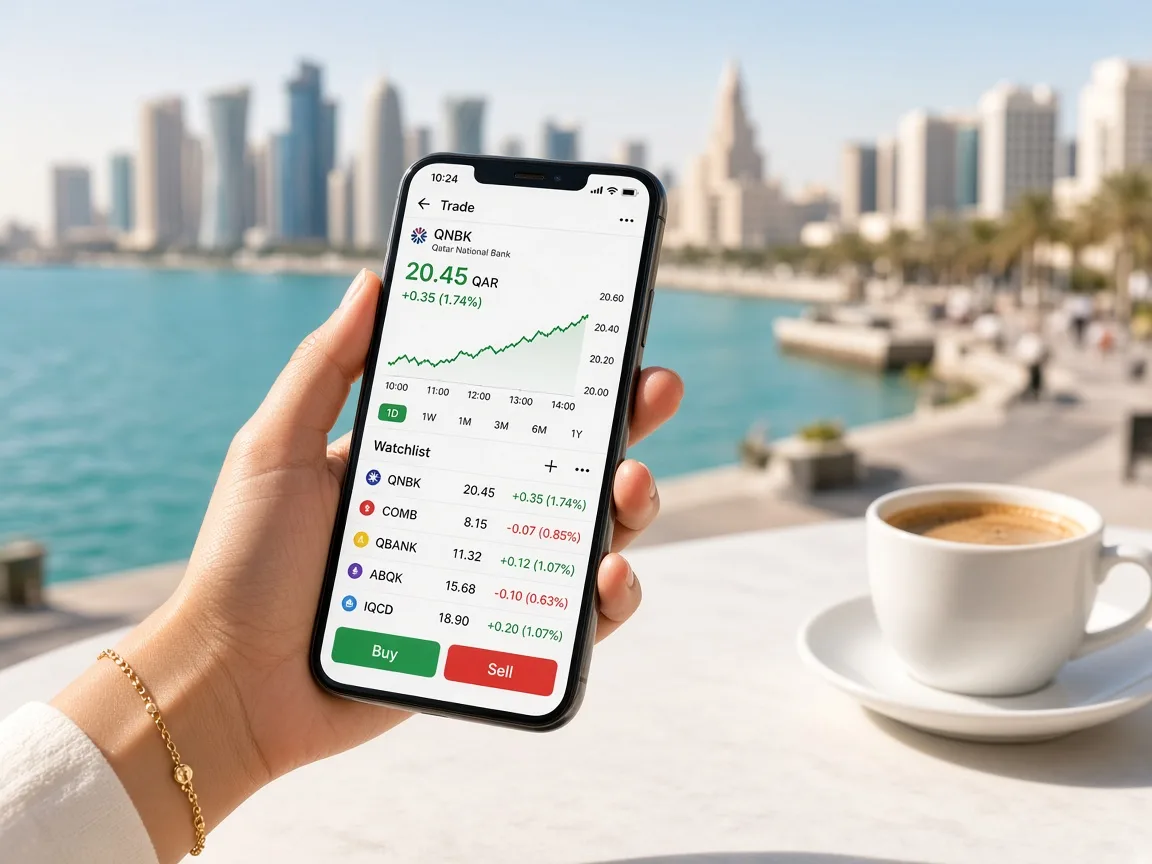 Stock trading mobile application showing share prices, market charts, portfolios, and trading controls