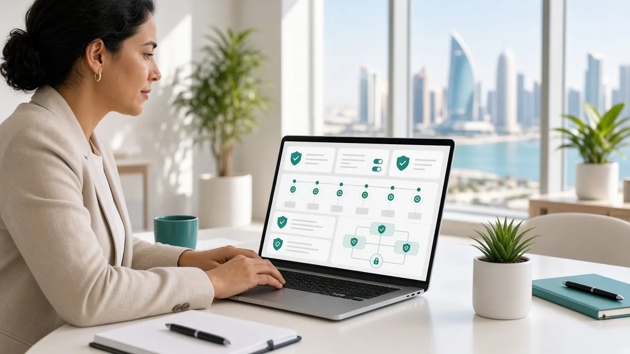 Qatar privacy compliance dashboard showing portal data governance controls