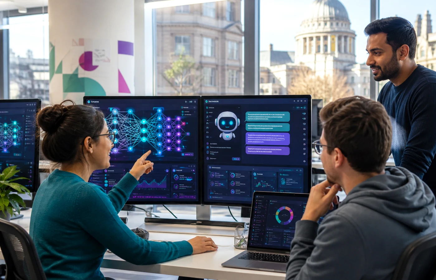 AI project planning session with UK development specialists