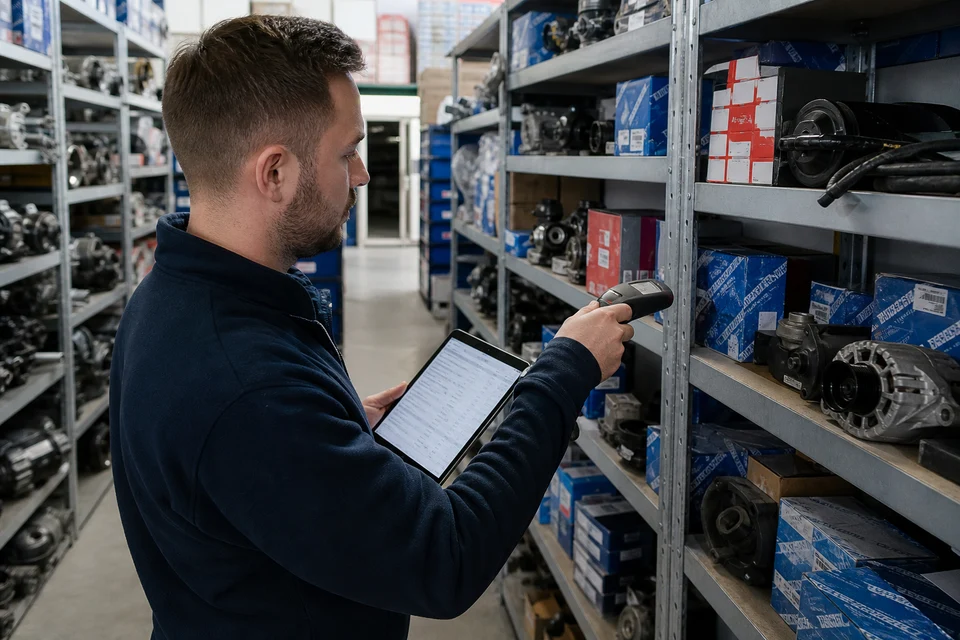 Auto parts warehouse with real-time inventory tracking for ecommerce fulfilment