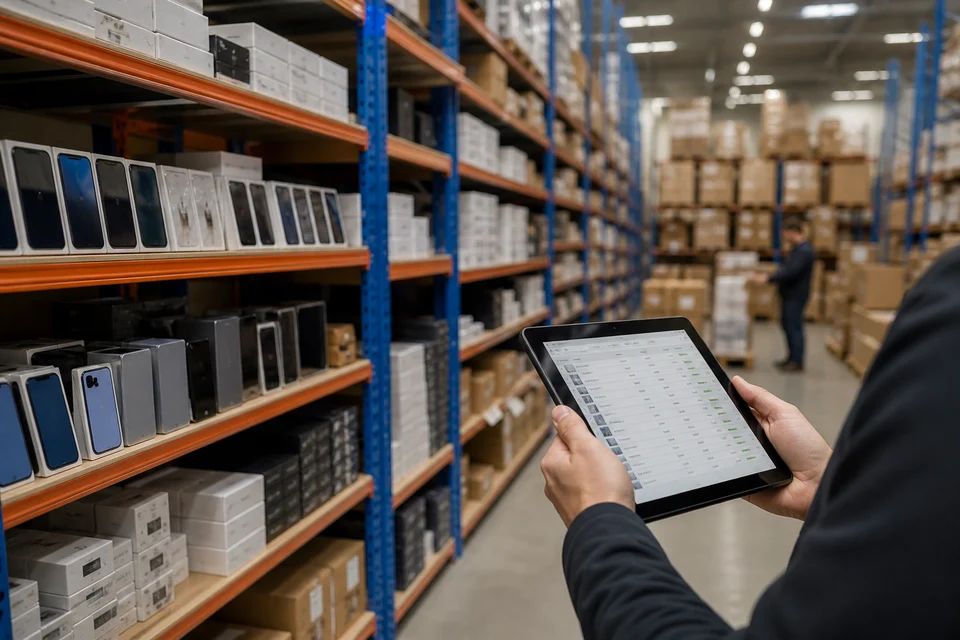 Electronics warehouse with real-time inventory tracking for an online gadgets store