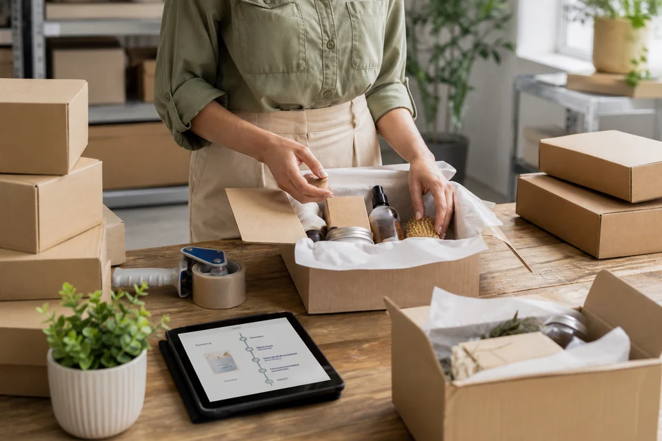 Wellness subscription boxes packed for UK delivery with order tracking