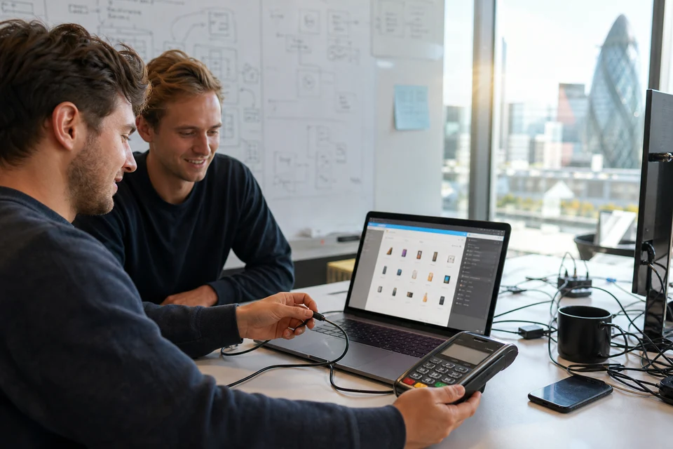 London developers configuring API connections between POS hardware and an ecommerce platform