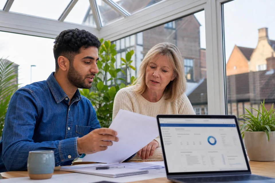 UK team reviewing cloud invoices and hidden enterprise software costs in a bright Nottingham office