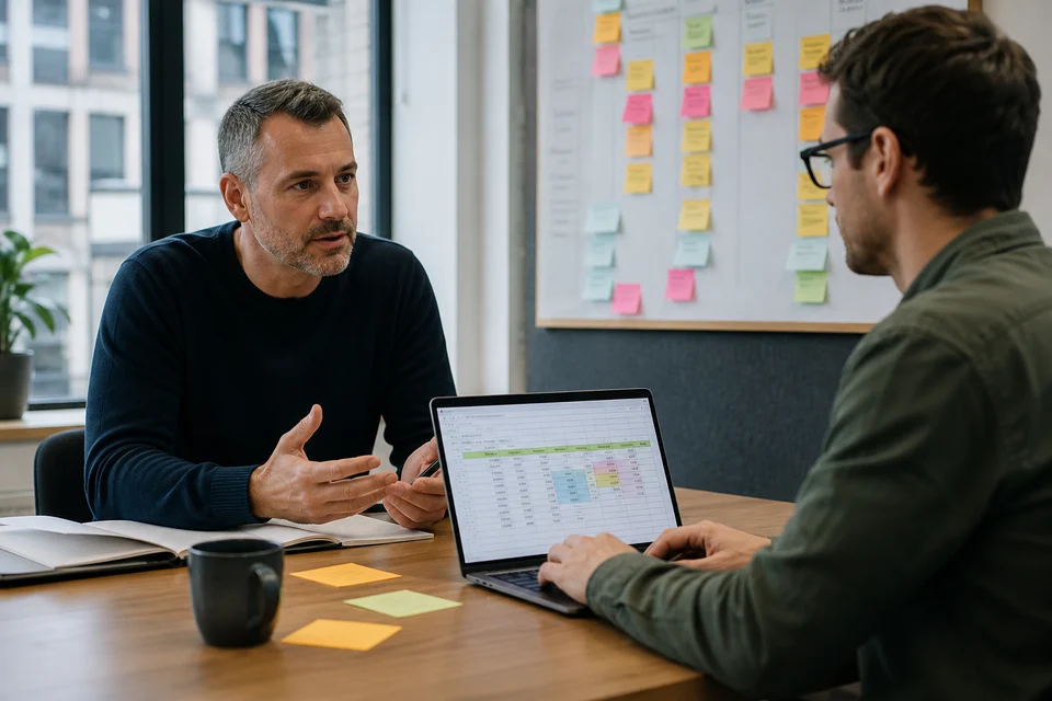 Business owner and developer planning a mobile app maintenance budget