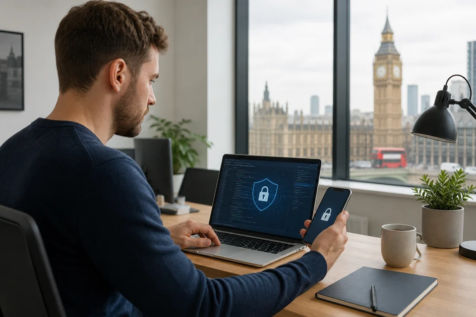 Developer applying mobile app security patches and compliance updates