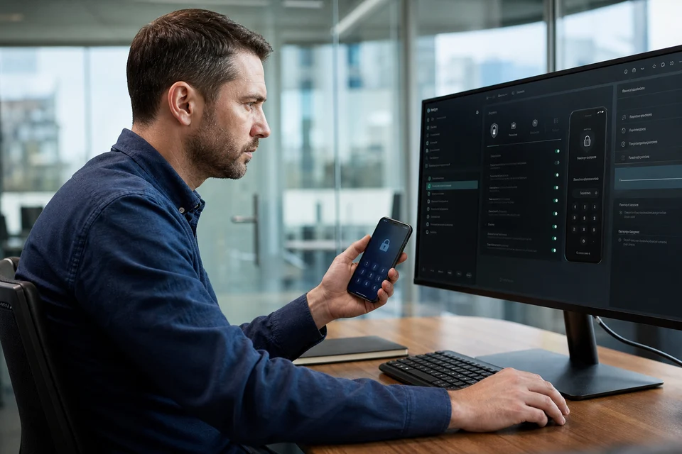 UK security specialist reviewing mobile app vulnerability patches and encryption settings