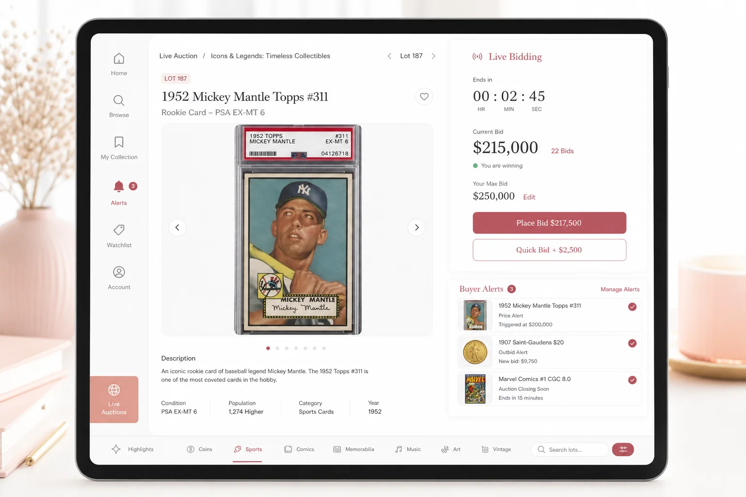 Heritage Auctions inspired auction app app preview