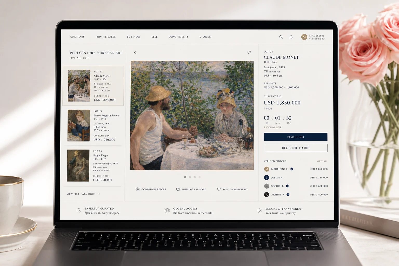 Sothebys inspired auction app app preview