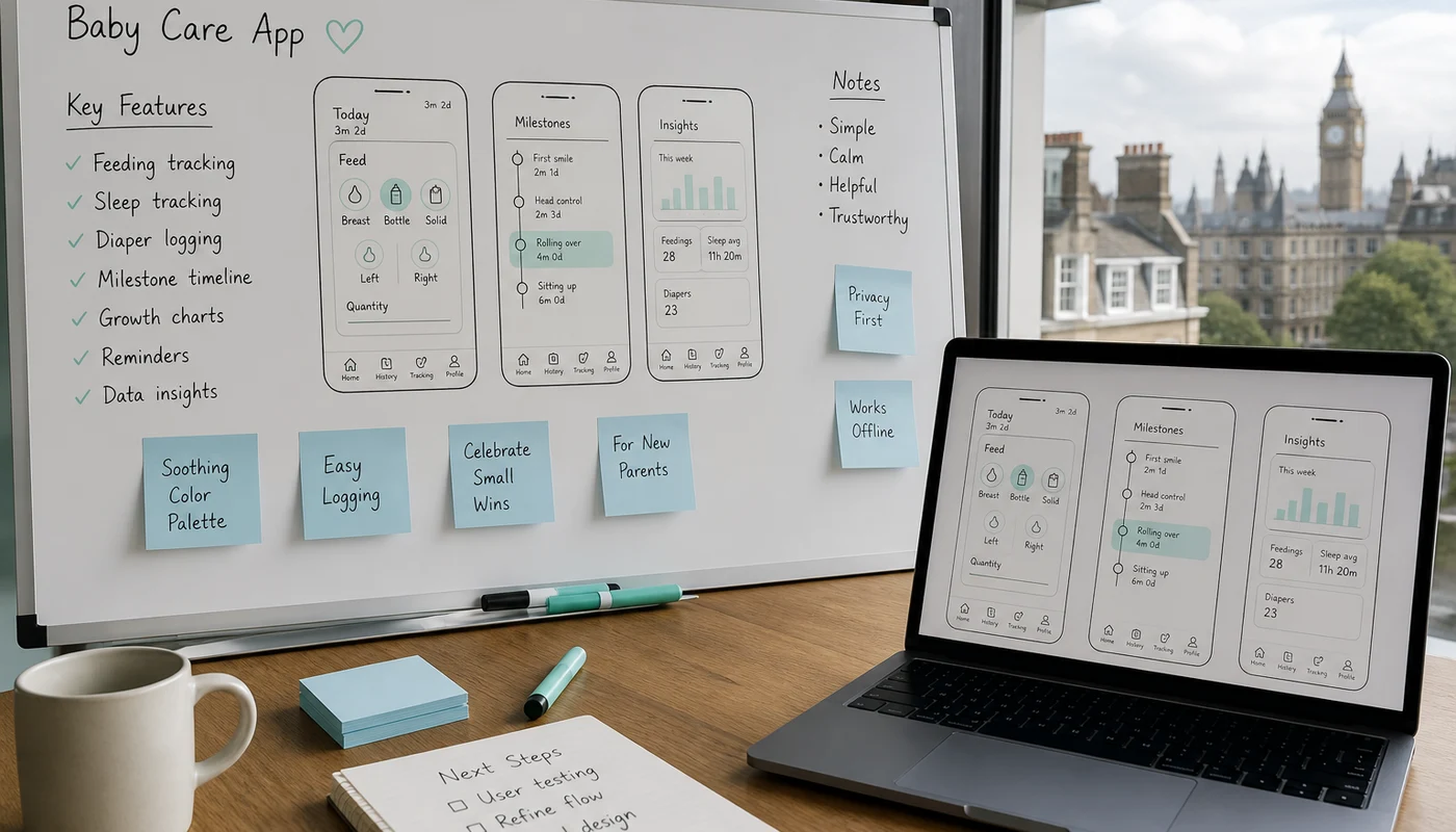 Baby tracking product concept workshop for UK parenting and healthcare businesses