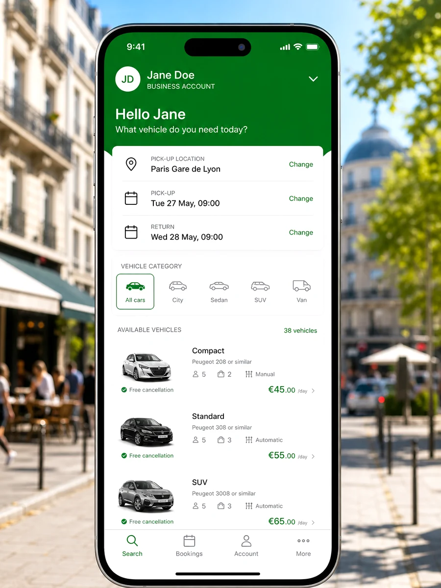Europcar inspired dating app preview