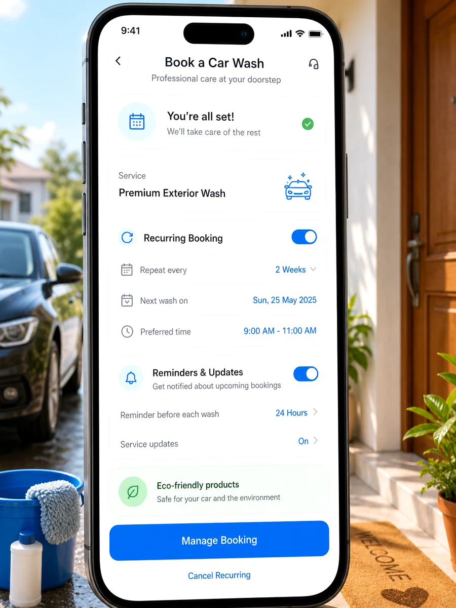 Washmen inspired car wash app preview