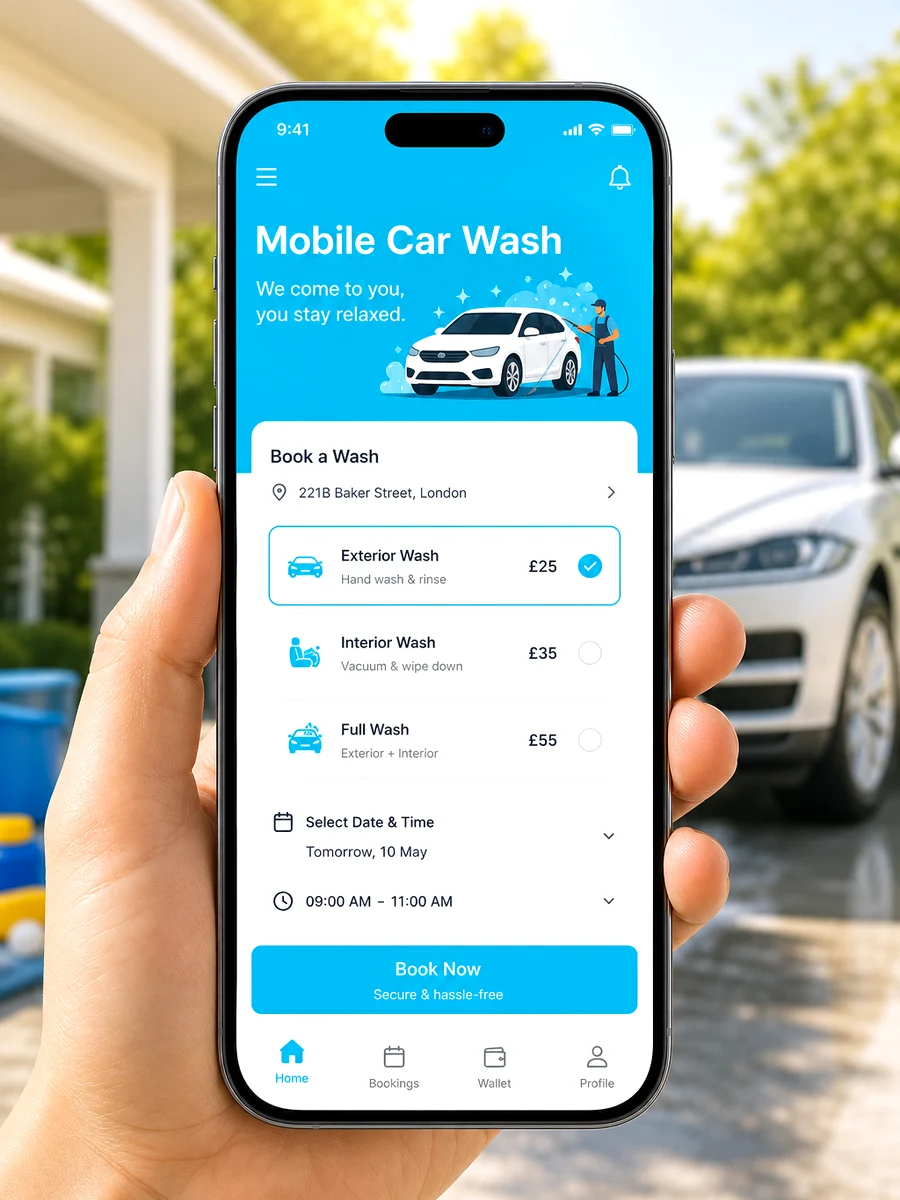 Washos inspired car wash app preview