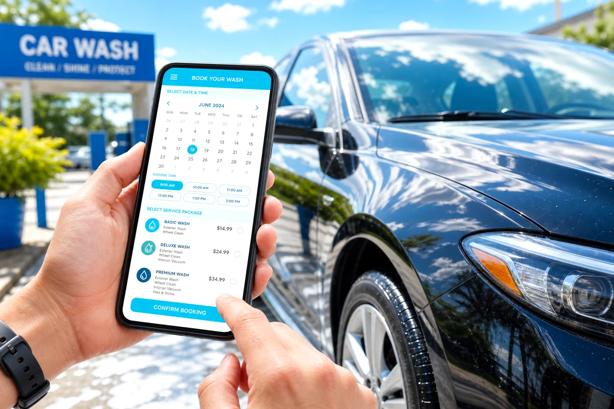 Custom car wash app with online booking and secure payments