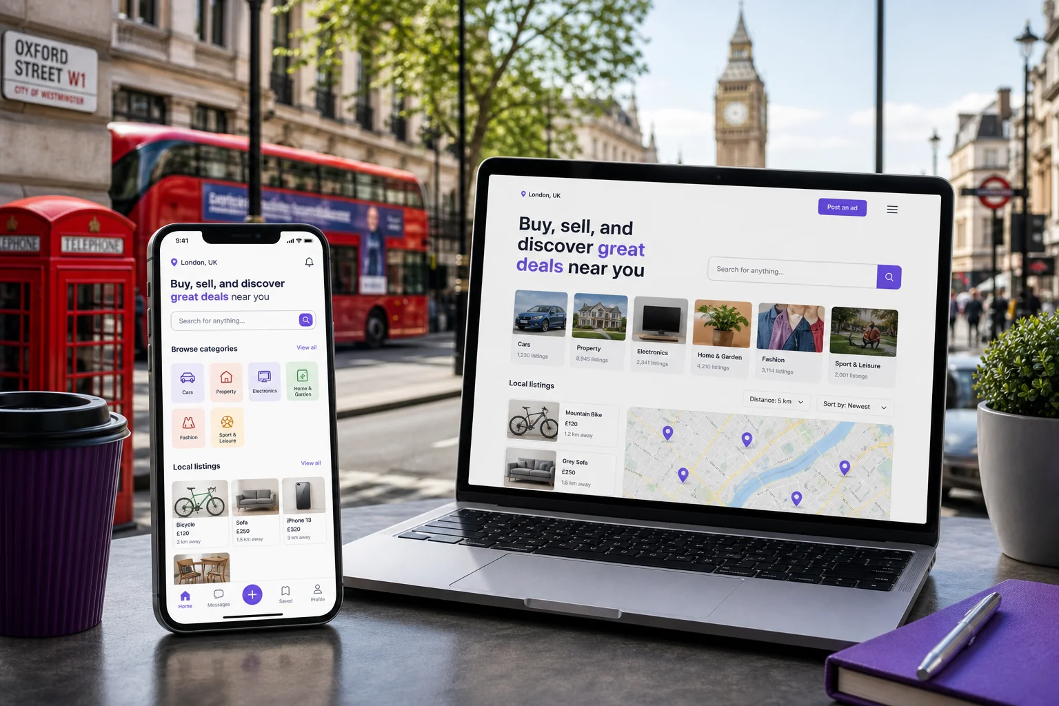 Classified app development company in London UK building marketplace buy and sell platforms